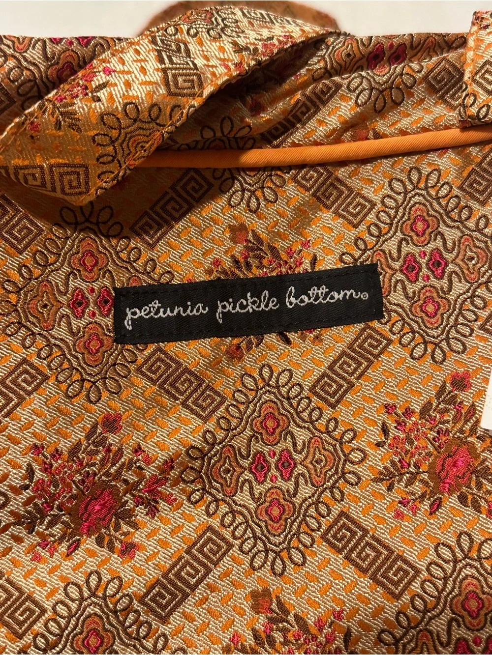 Petunia Pickle Bottom Tan and Orange Patterned Tote